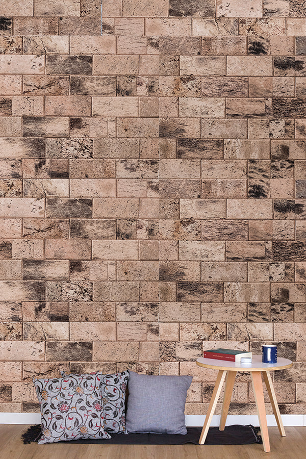 Natural Brick Cork Wall Covering Sample | 7x7